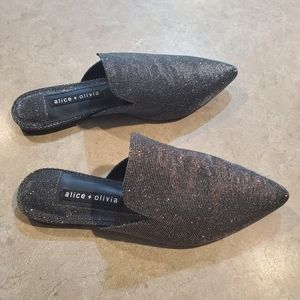 Alice + Olivia Madalyn Loafer Flat Mule Silver